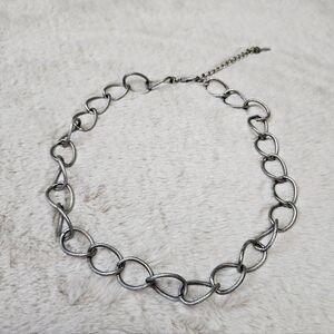 Vintage Silver Toned Chunky Matte Chain Necklace
